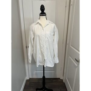 Boden Sadie Relaxed Cotton Shirt White Button Down Collared Women's 6R Classic